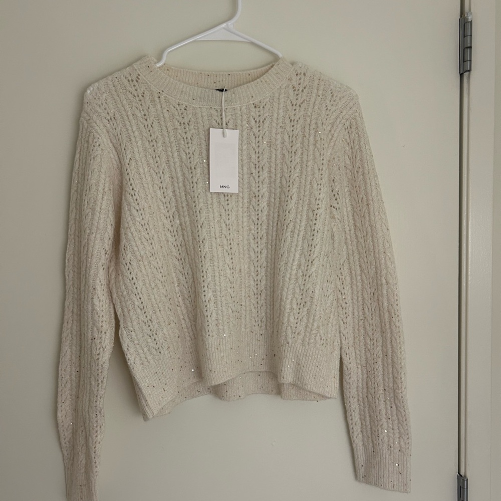 Mango Textured Cream Sweater